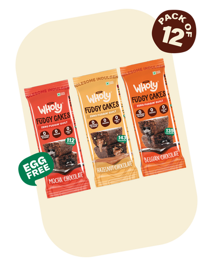 Fudgy Cake Bestsellers: 4xBelgian Chocolate, 4xHazelnut Chocolate, 4xMocha Chocolate (Pack of 12)